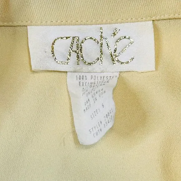 Vintage Cache Jumpsuit Dressy Pale Yellow Short Sleeve Belted Career Retro Sz 6 - Picture 6 of 11